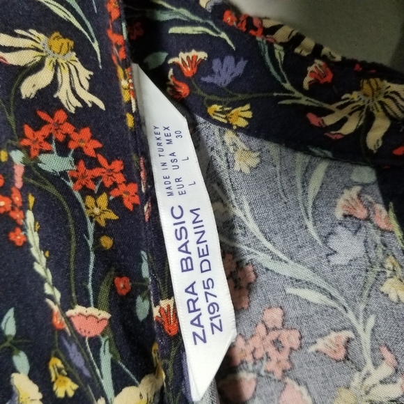 Zara Dark Blue Floral Flowy Romper Jumpsuit - Picture 16 of 16